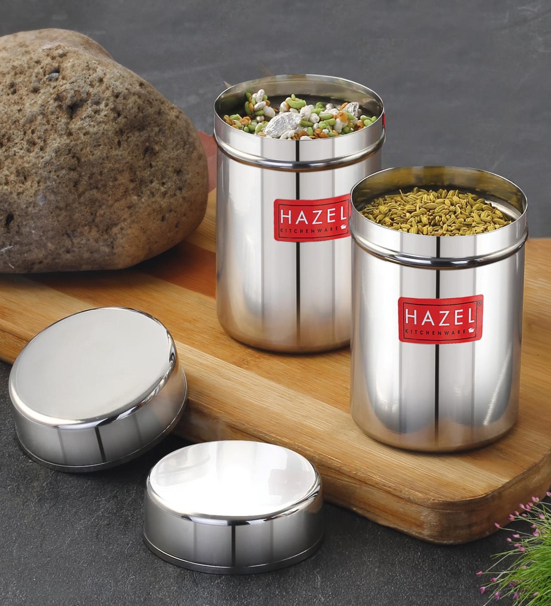 Silver 200 ml Stainless Steel Air Tight (Set of 2)Storage ContainerShare By Hazel