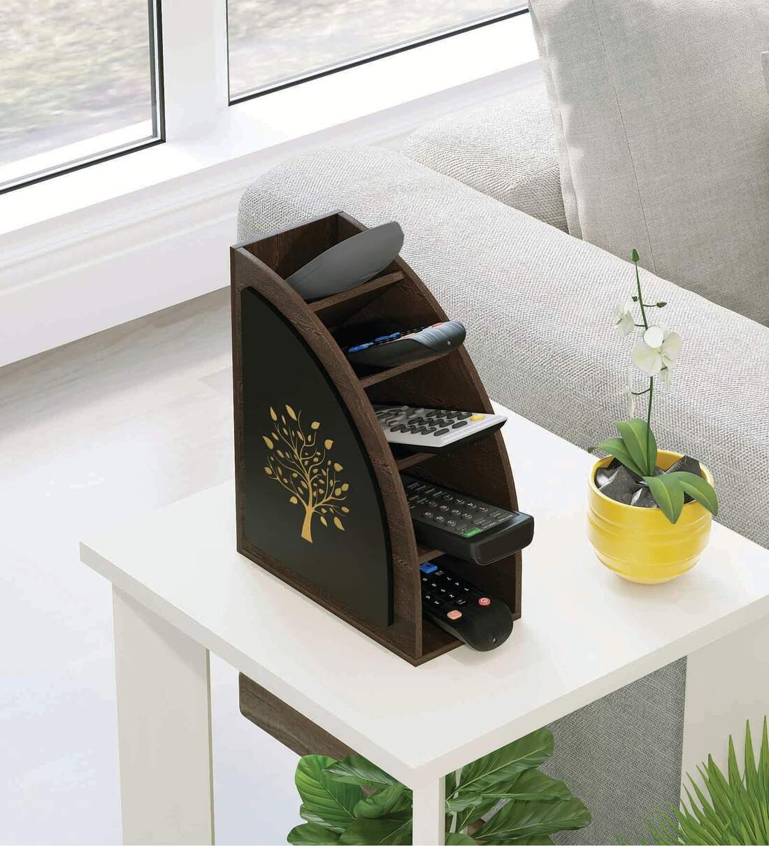 Otto Engineered Wood Multicompartment Remote HolderShare By bluewud