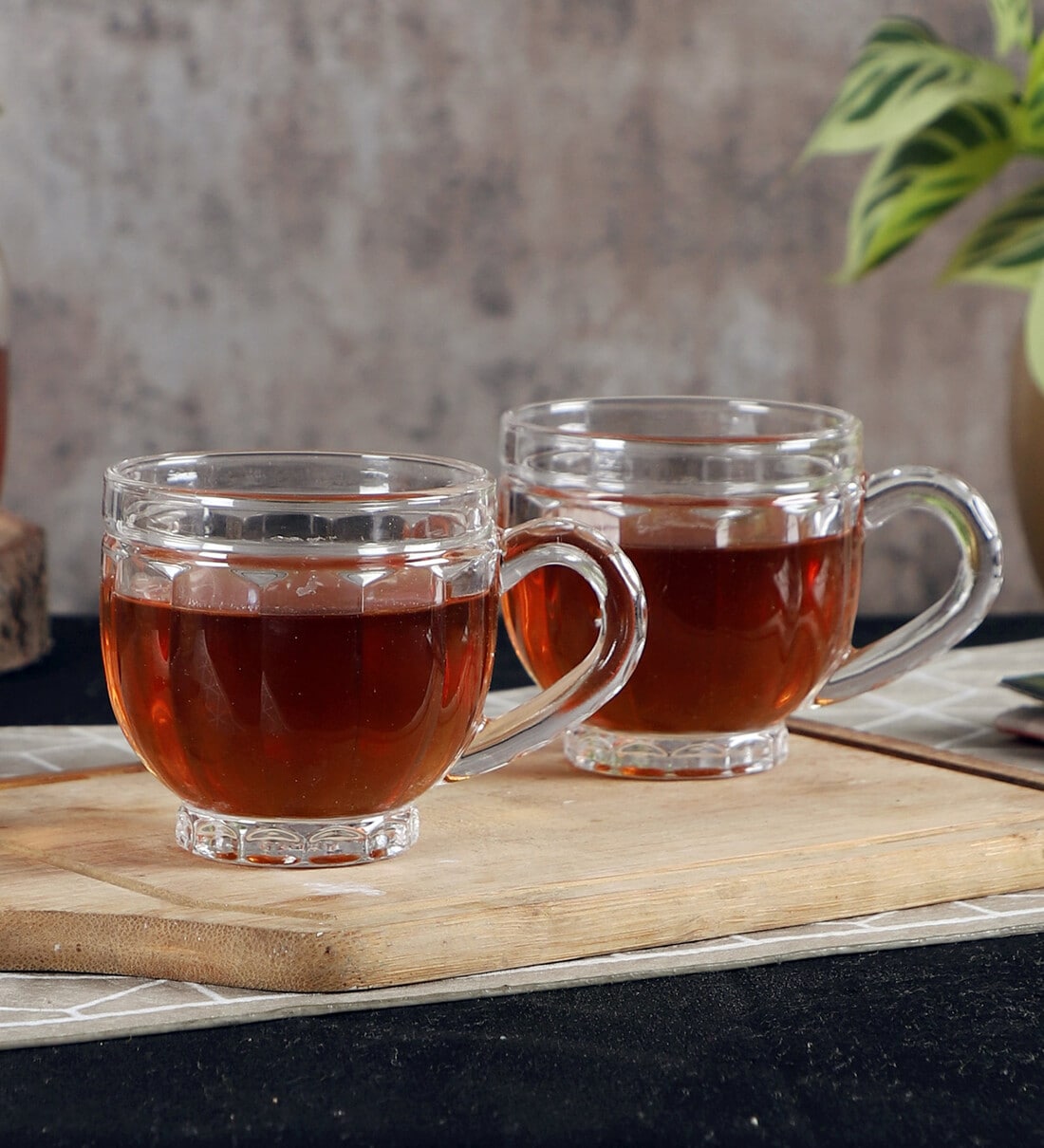 Linear 210ml (Set of 2) Glass Tea CupShare By Ceradeco