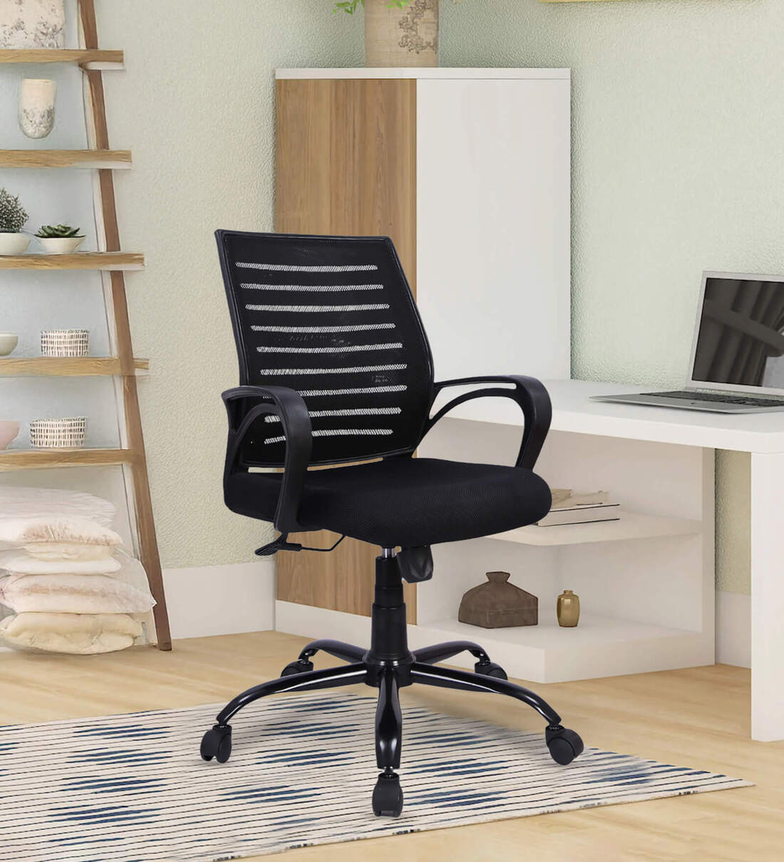 Yukio Breathable Mesh Ergonomic Chair with Rocking-tilt Mechanism in Black ColourShare By Mintwud from Pepperfry