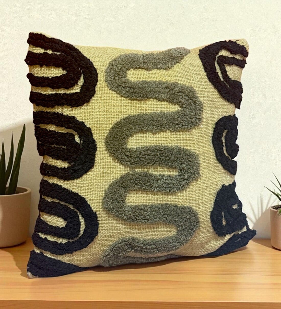 Abstract Cotton 16X16 Inches Tufted Cushion CoverShare By Ambbi Collections