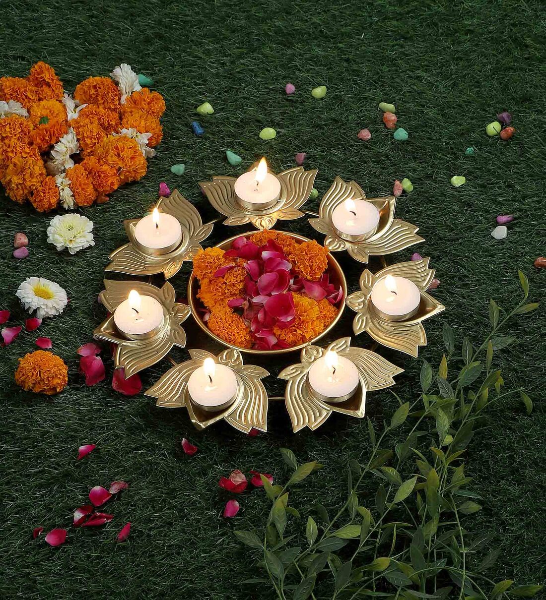 Akhand Deepak Gold UrliShare By Amaya Decors