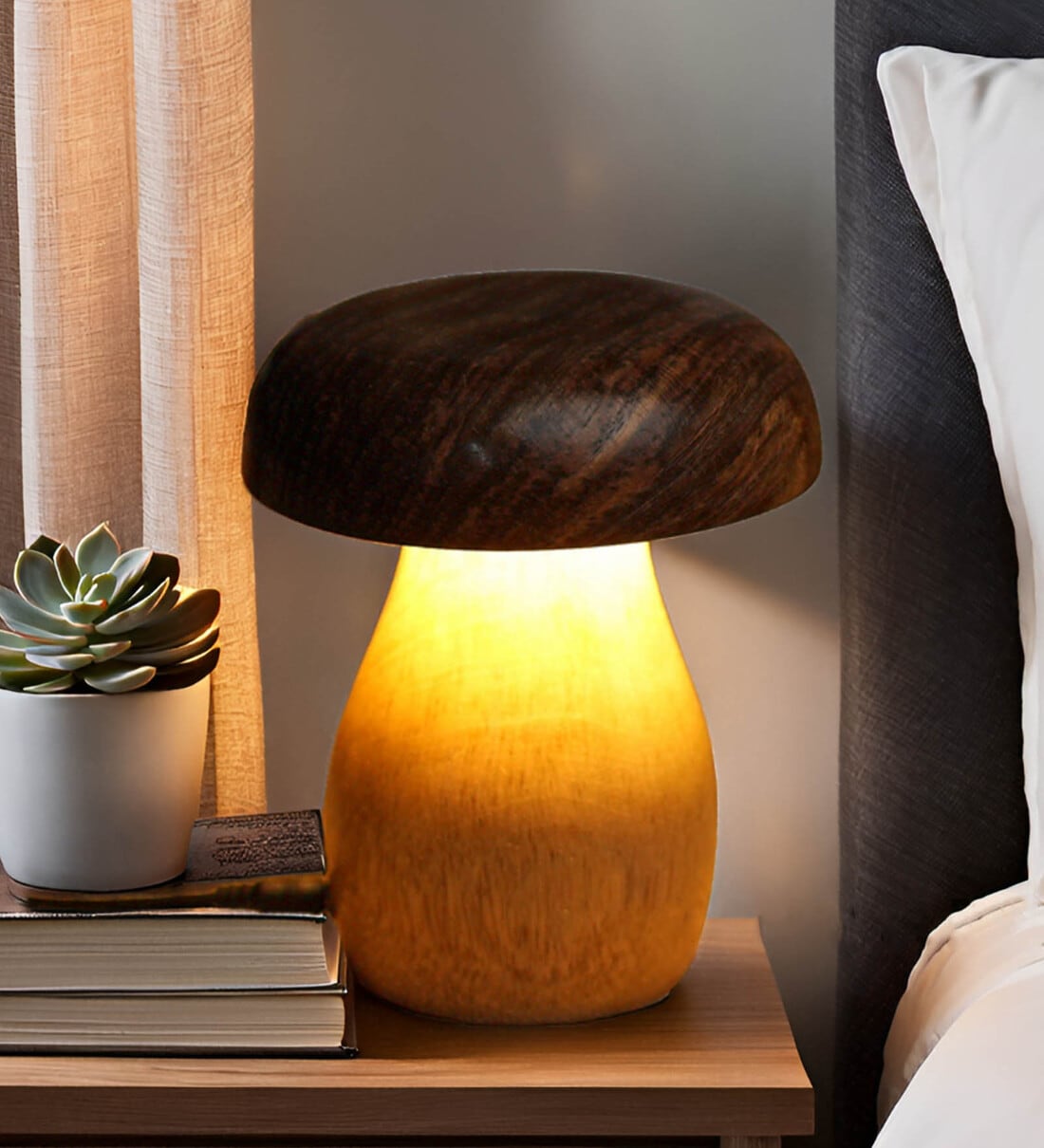 Handcrafted Wooden Mushroom LampShare By Ikari Homes