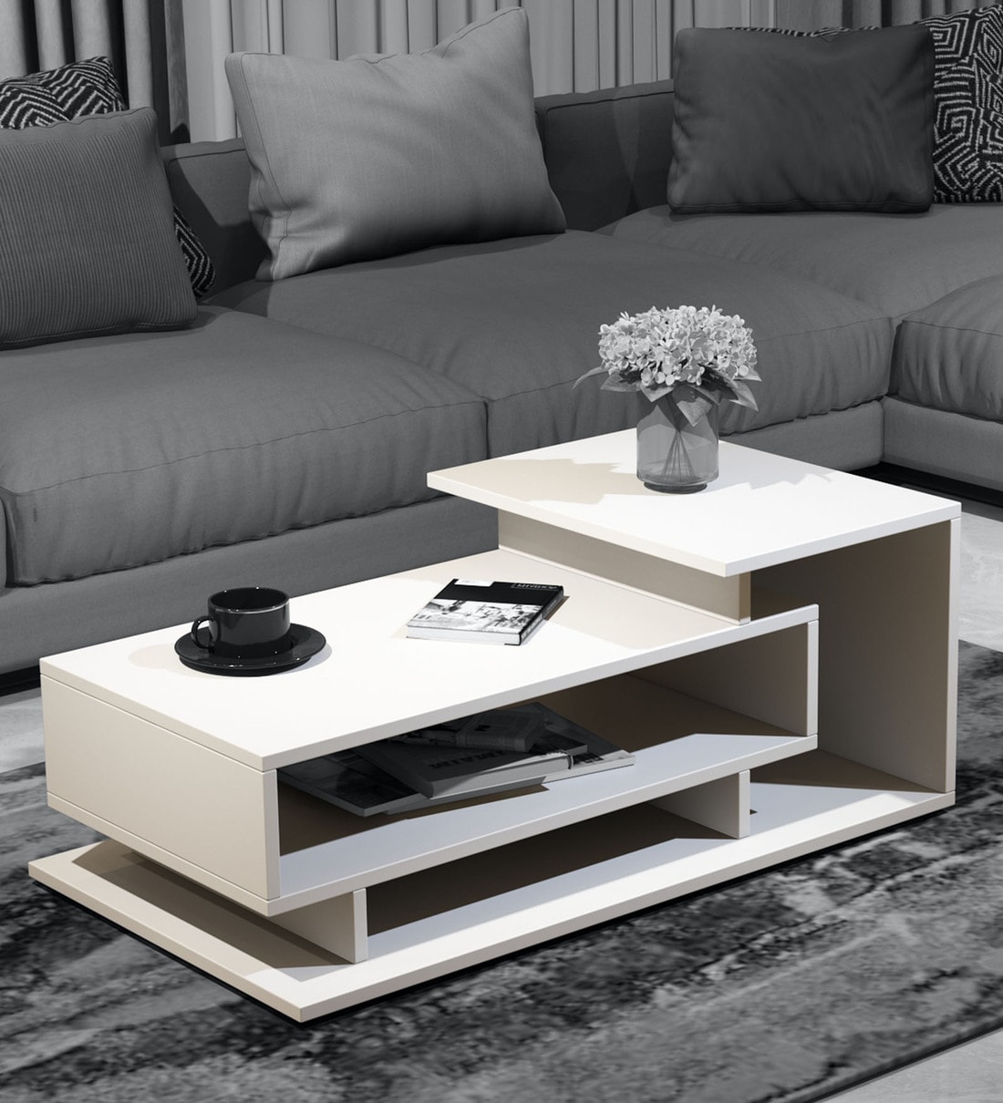 Kiosk Coffee Table In Frosty White ColourShare By A GLOBIA CREATIONS