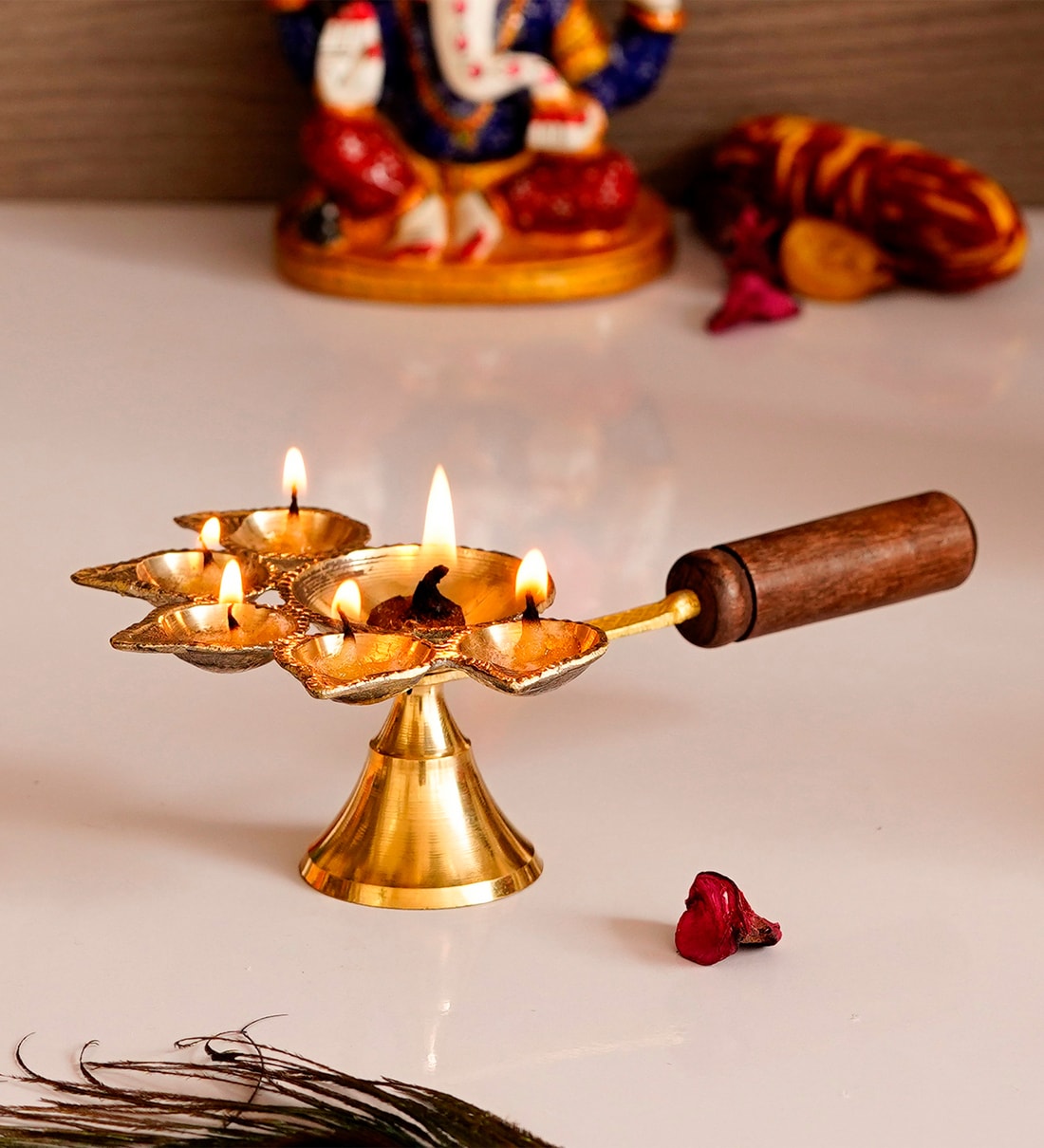 Brown & Gold Brass DiyaShare By eCraftIndia