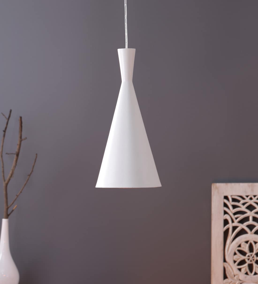 Svenska Dolmen White Metal Hanging LightShare By Stello