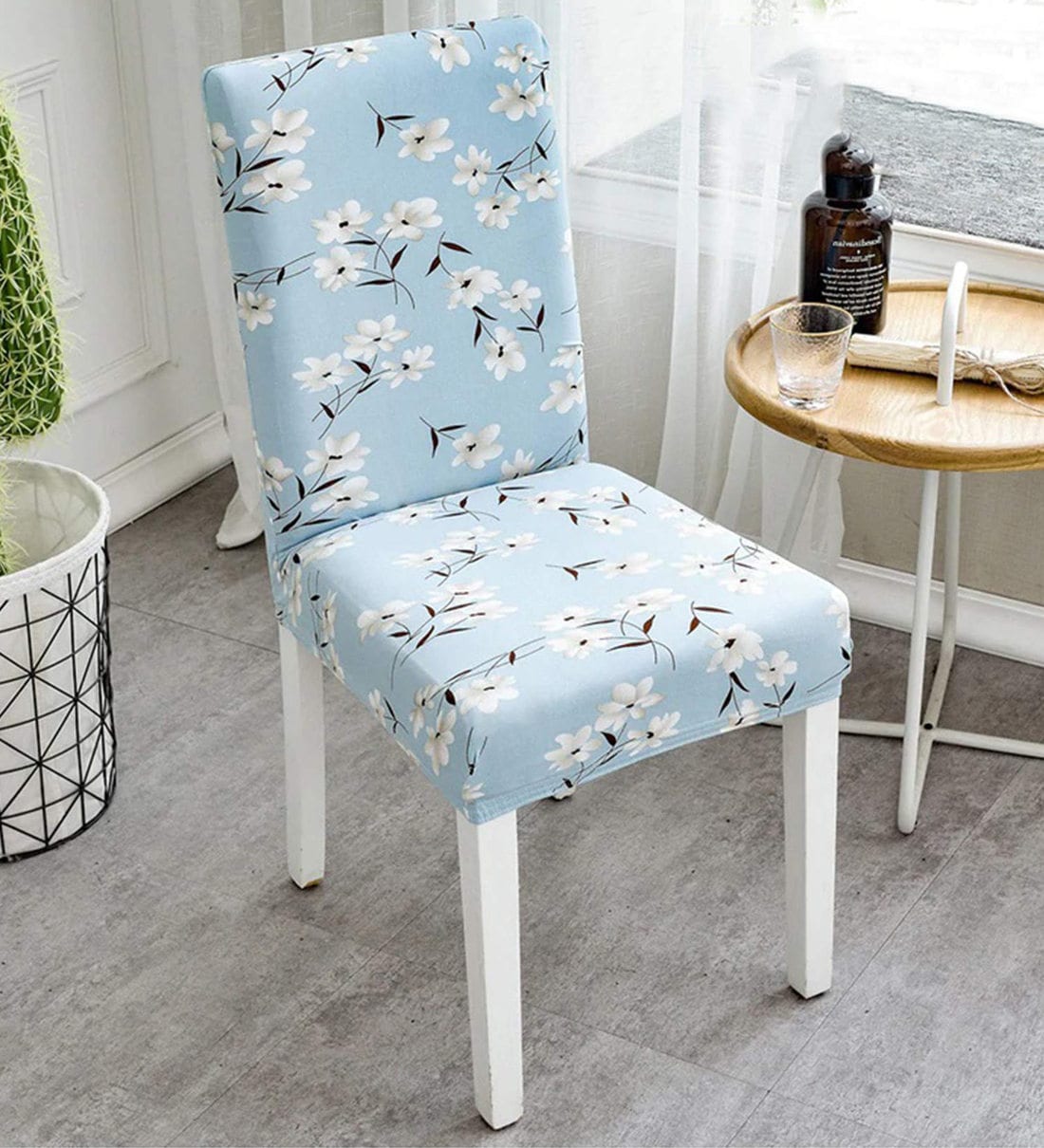 Blue Floral Polyester 17x18 Inches Chair CoverShare By House of Quirk
