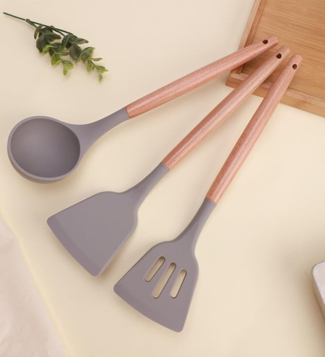 Cooking Silicon Spatula with Wooden Handle (32cms | Grey)Share By Regalo
