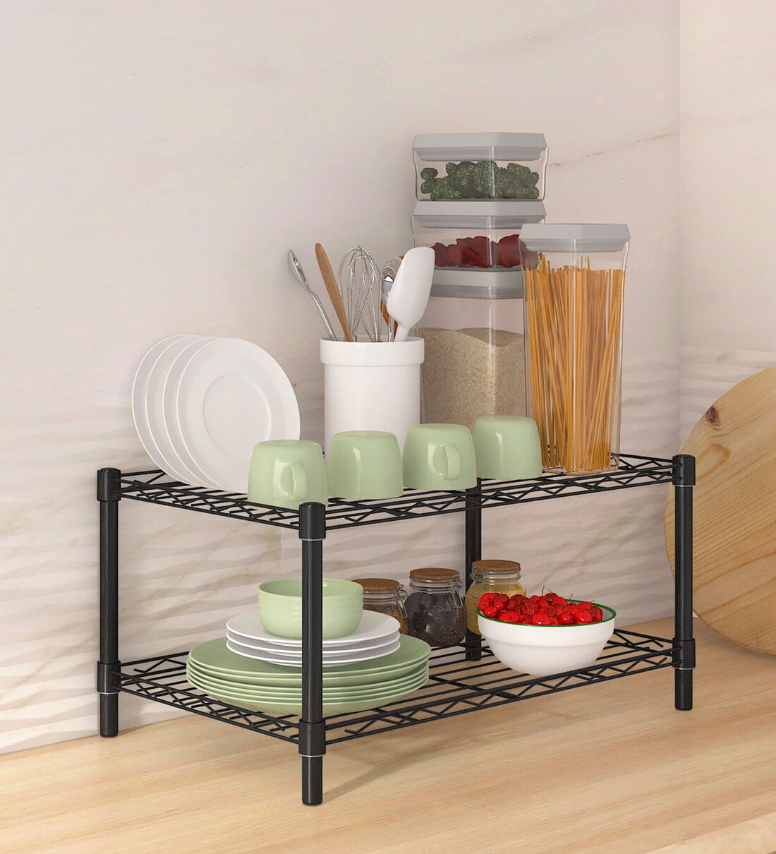 Denham Kitchen Metal Racks Basic Without Oven Space In Black ColourShare By TUNEHOME