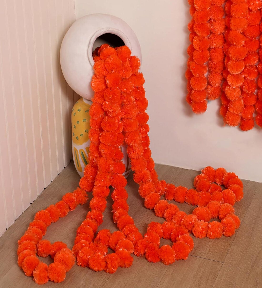 5 Pcs (5 ft) Decorative Marigold Flower Artificial Garland Mala ToransShare By Fashion Bizz
