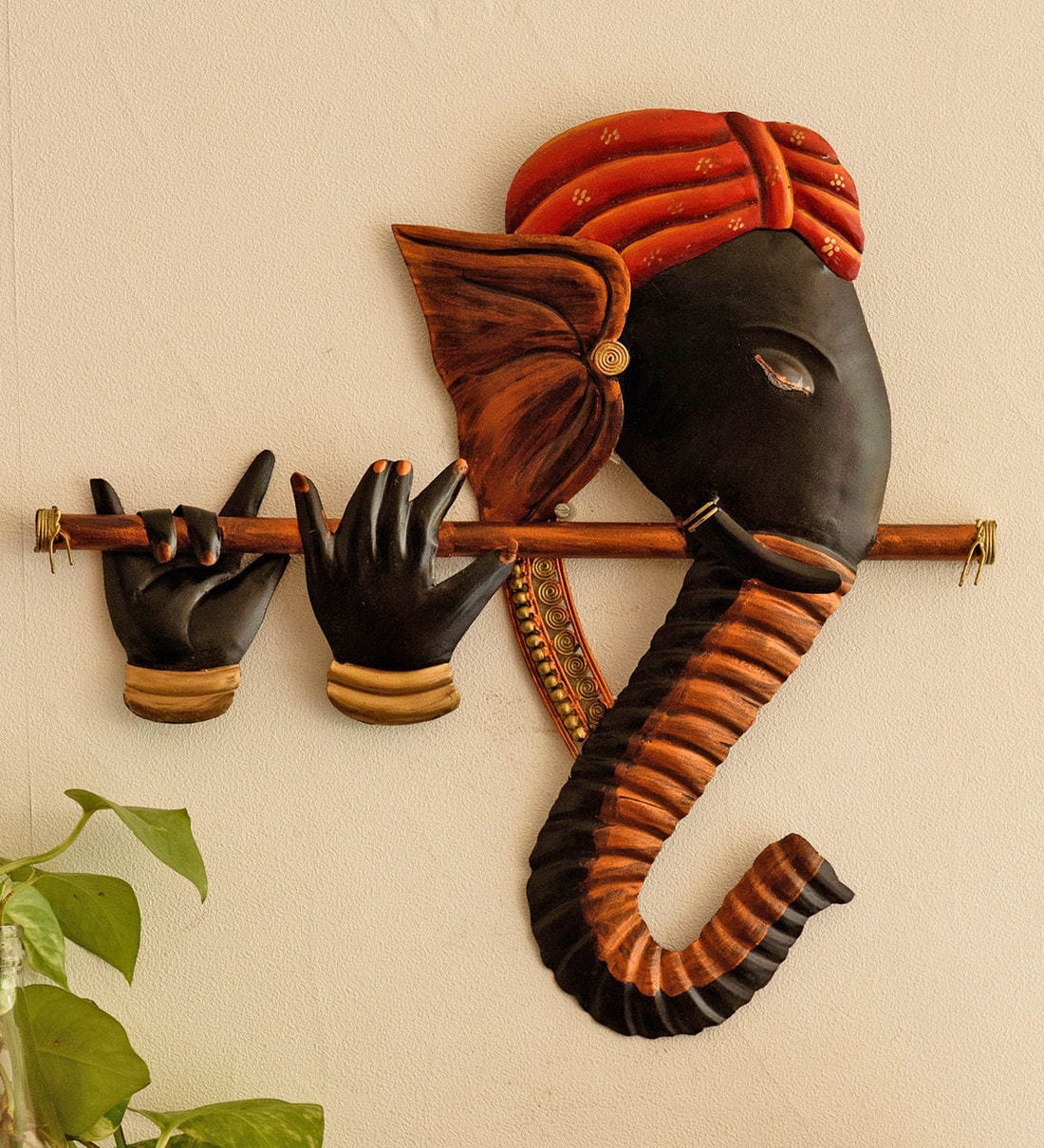 Wrought Iron Lord Ganesha Wall Art In BlackShare By eCraftIndia