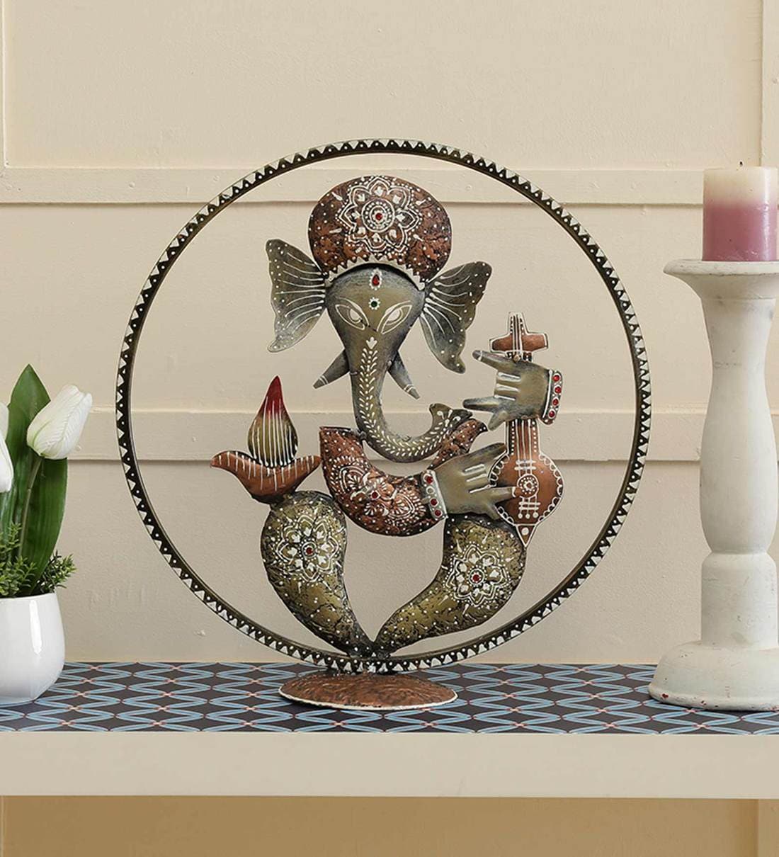 Iron Lord Ganesha Metal Table TopShare By Malik Design