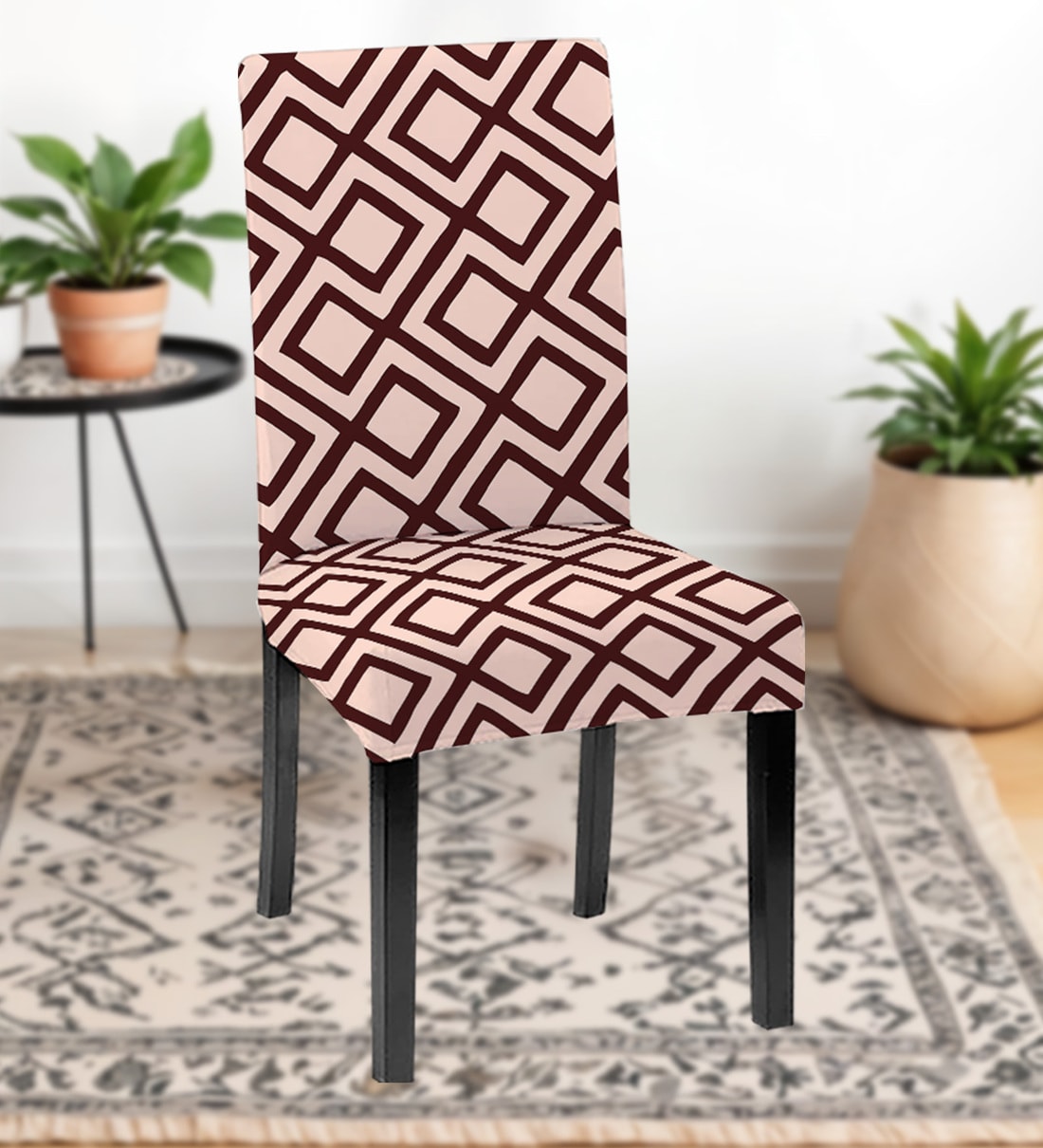 Beige Polycotton Geometric Printed 14x18 Inches Chair Covers  (1 piece)Share By Hotkei