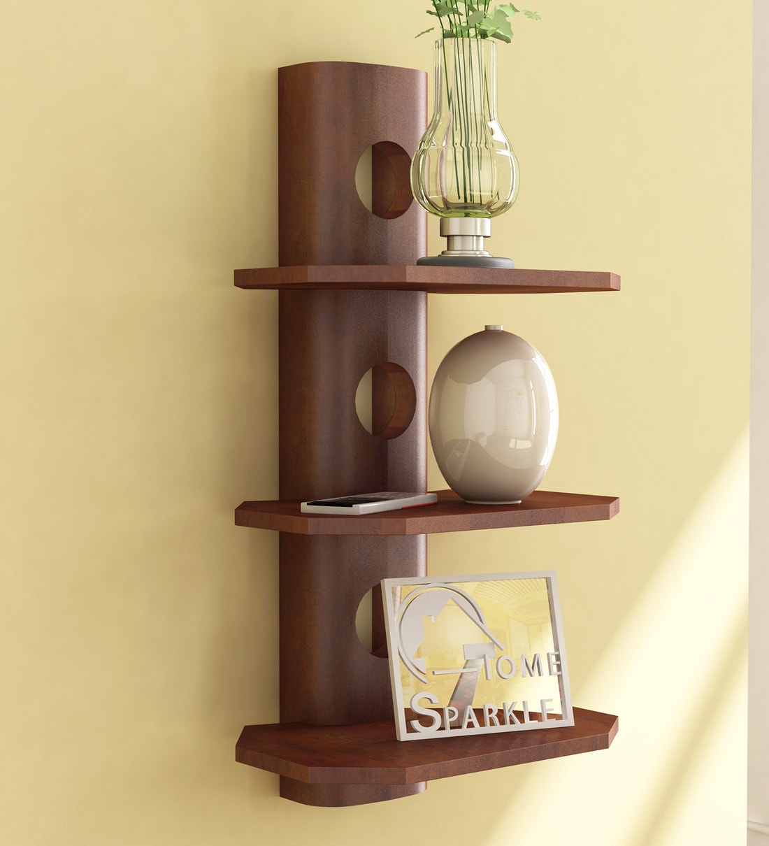 Engineered Wood Floating Wall Shelf in Brown ColourShare By Home Sparkle