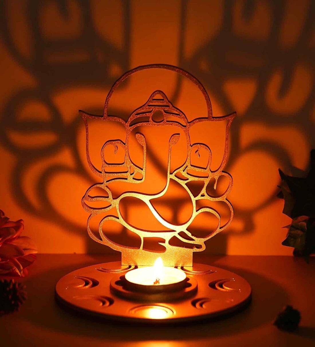 MDF Ganesha Shadow Tea Light Candle HolderShare By eCraftIndia