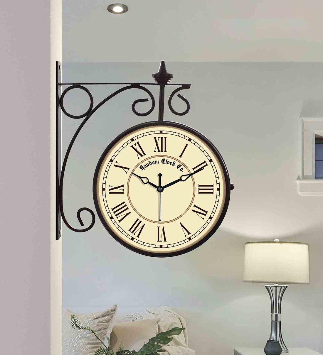 Double Sided Vintage Multicolour Metal Station ClockShare By Random