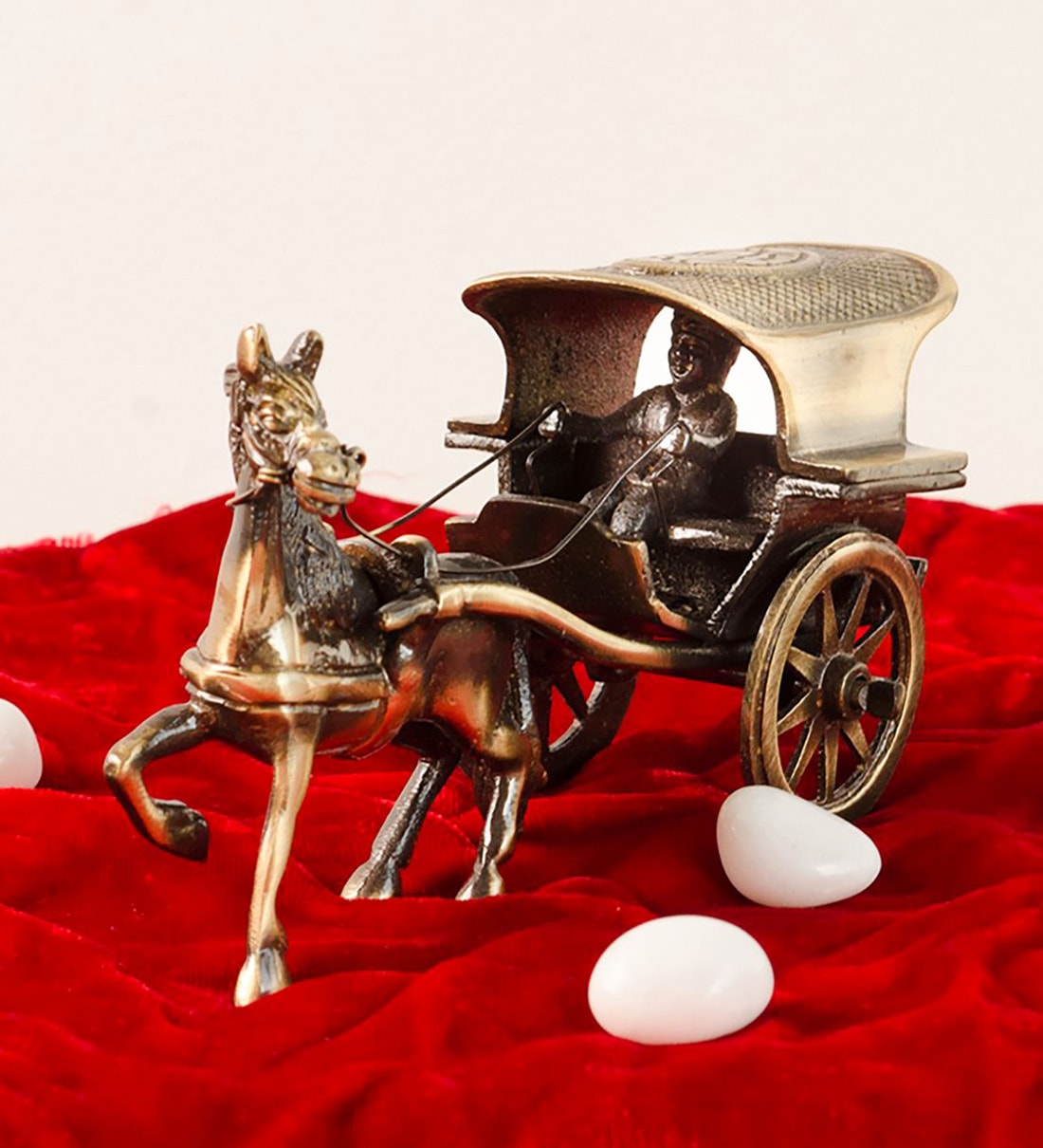 Brown Brass Finish European Horse CartShare By eCraftIndia
