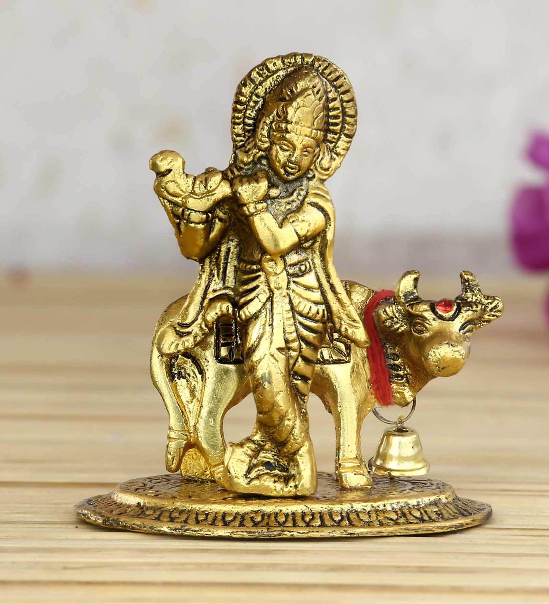 Lord Krishna playing Flute with Golden CowShare By eCraftIndia