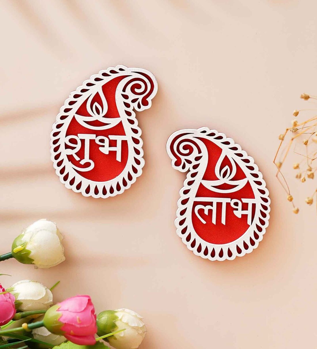 Maroon Wood Diya Decorative Showpieces for Diwali Home DecorationShare By eCraftIndia