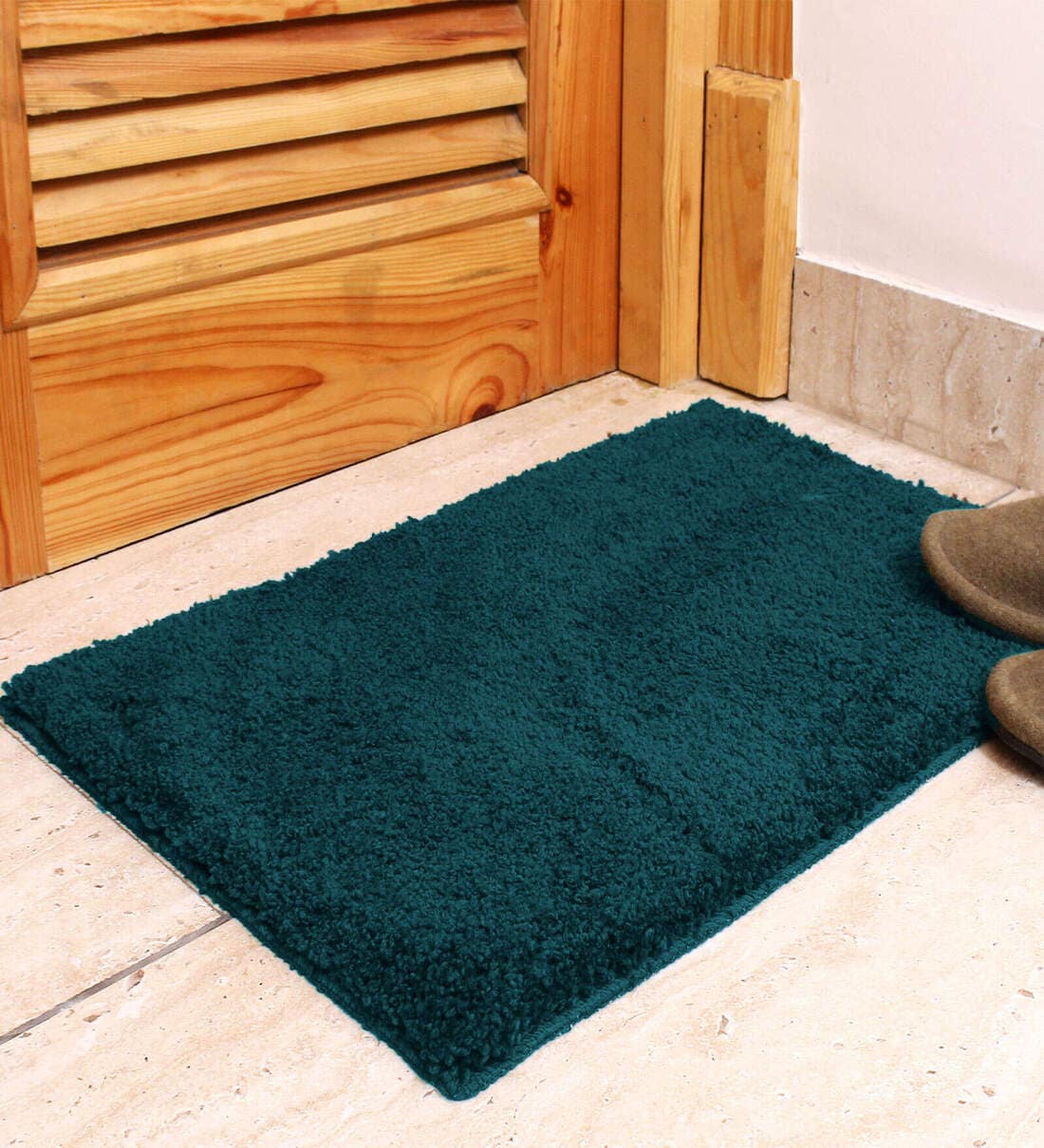 Teal Solid Microfibre 17x12 Inches AntiSkid Door MatShare By Luxe Home International