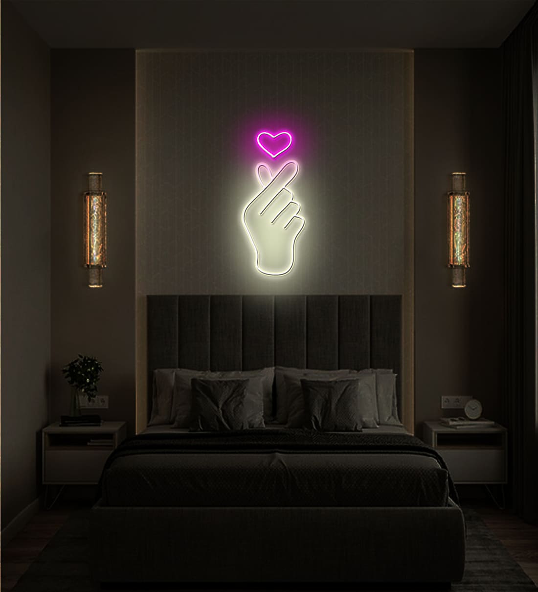 BTS Finger  (W 16 x H 8) Acyrlic & Silicone LED Neon Light (Pink)Share By SIFTY CREATIVE