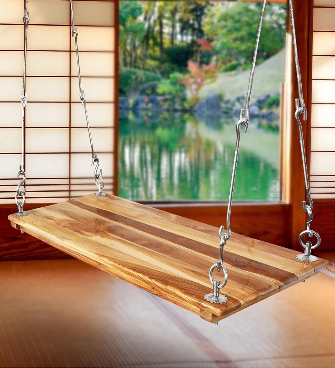 Kamal Solid Wood Swing In Teak FinishShare By AD Planet