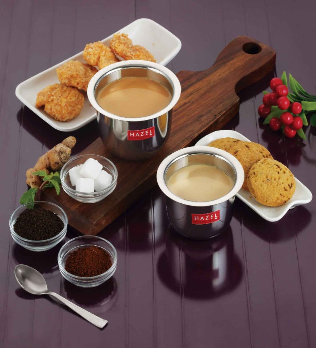 Stainless Steel Tea Glasses Large Traditional Design Coffee Milk Serving Glass Patra Pela Set of 2, 10 cm, 200 ML, SilverShare By Hazel