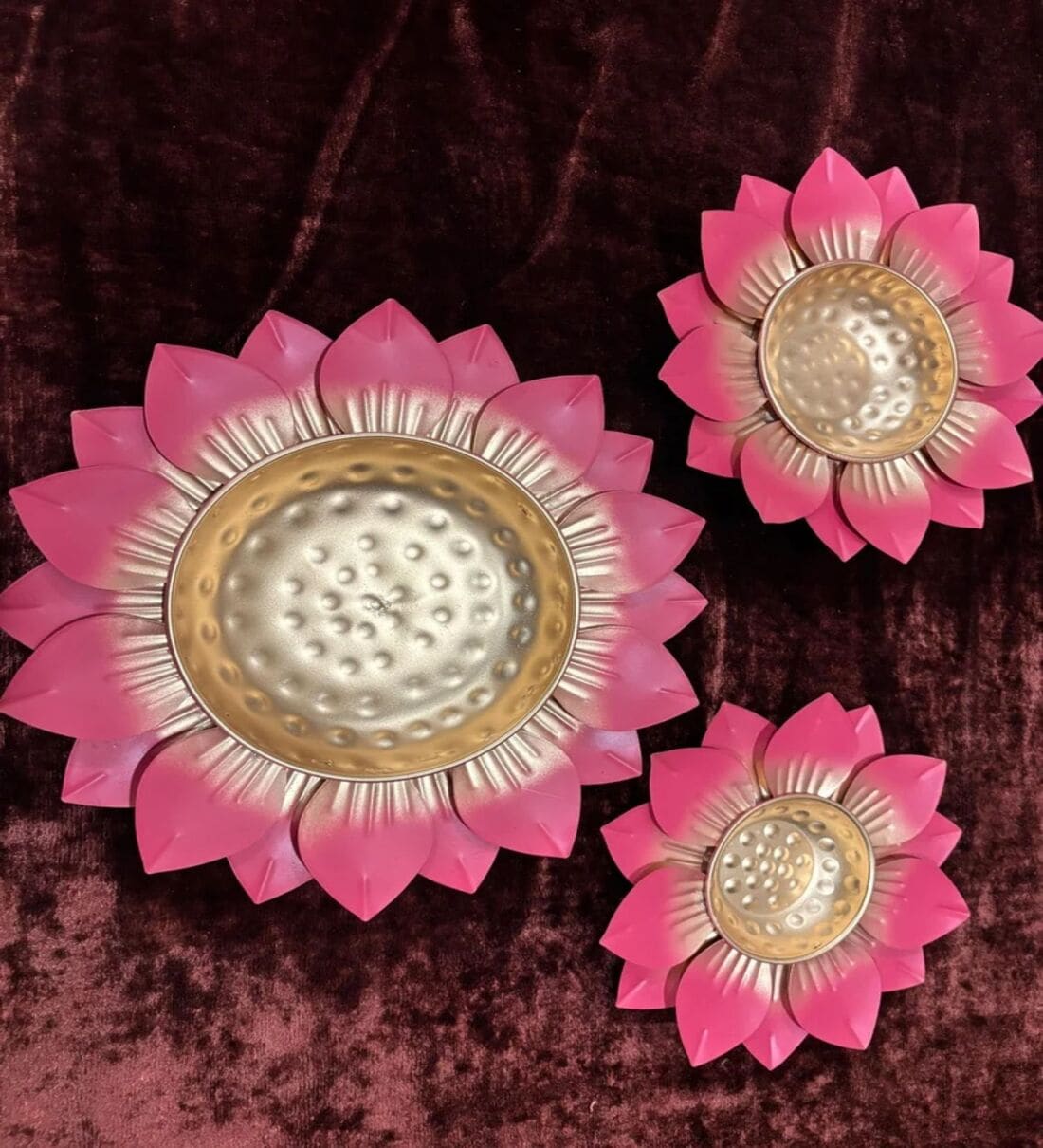 Lotus 12 Inch Metal Urli (Pink & Gold)Share By 5 Needs