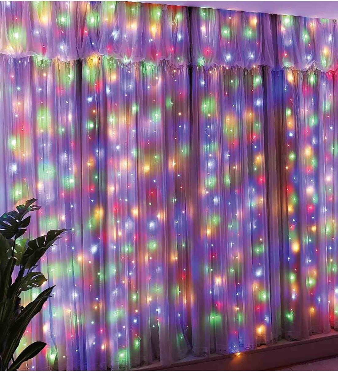 200 LEDs Mutilcolour 2 Mtrs 8 Mode Copper Curtain Fairy String LightShare By Homesake