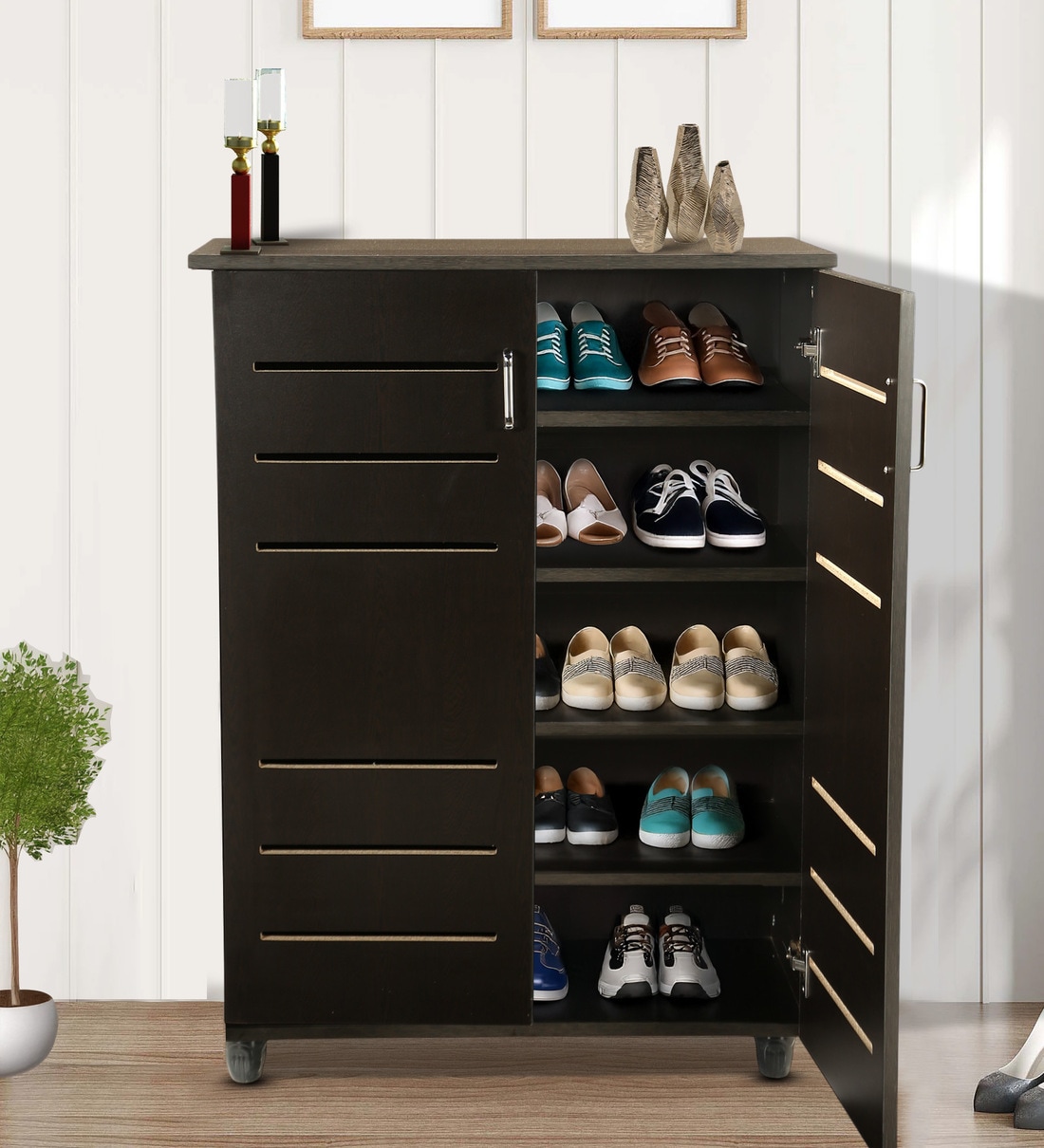 Kawaguchi 15-Pairs Shoe Cabinet In Wenge FinishShare By Mintwud from Pepperfry