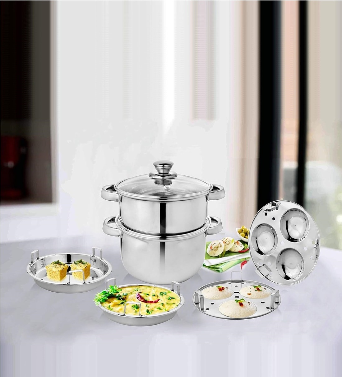 Vina 4.5 Ltr Stainless Steel 2 Tier Dia 20cm Idli MakerShare By 5 Needs
