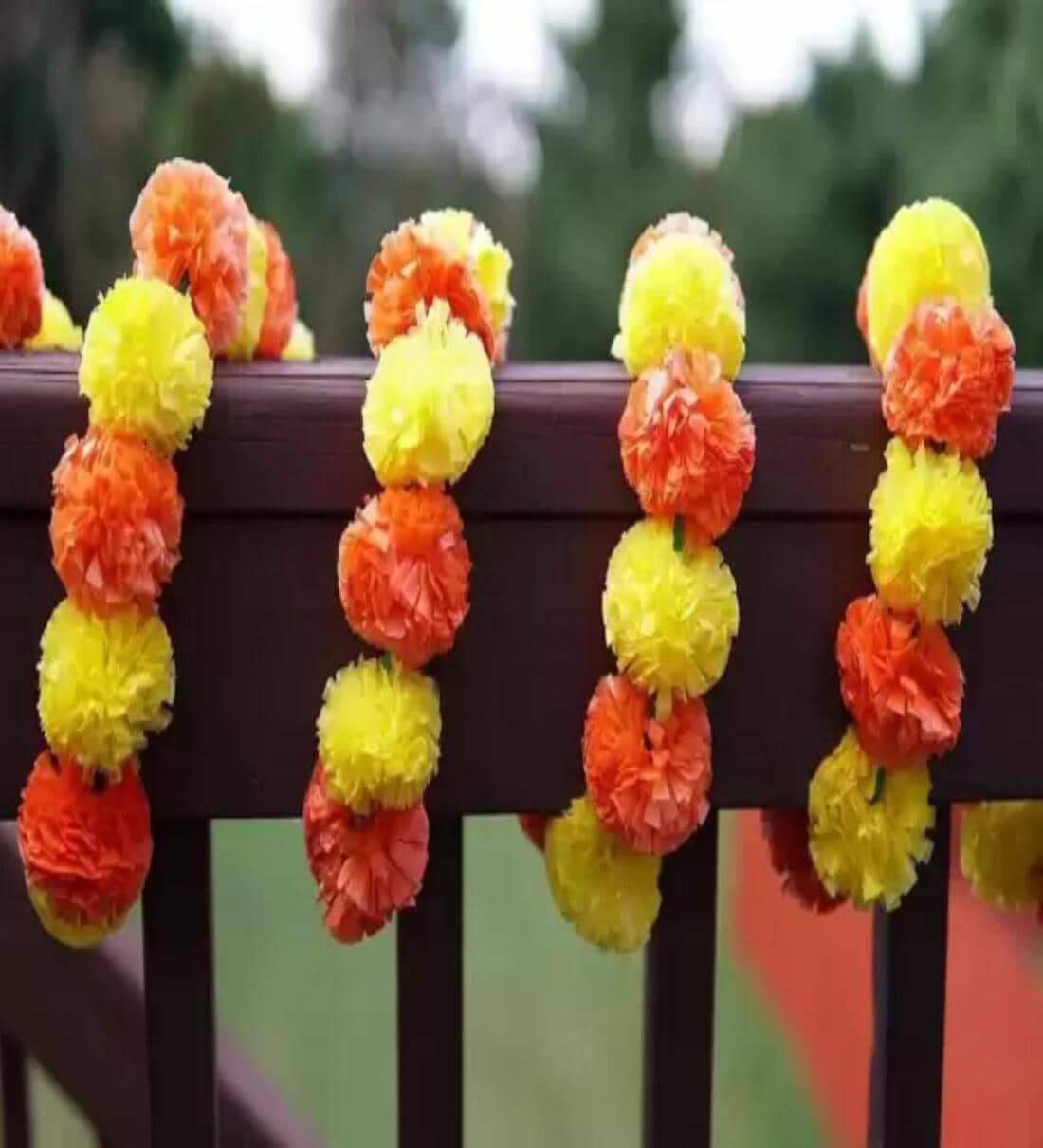 (2Pcs) Marigold Plastic Artificial Garland (Yellow & Orange)Share By Fashion Bizz