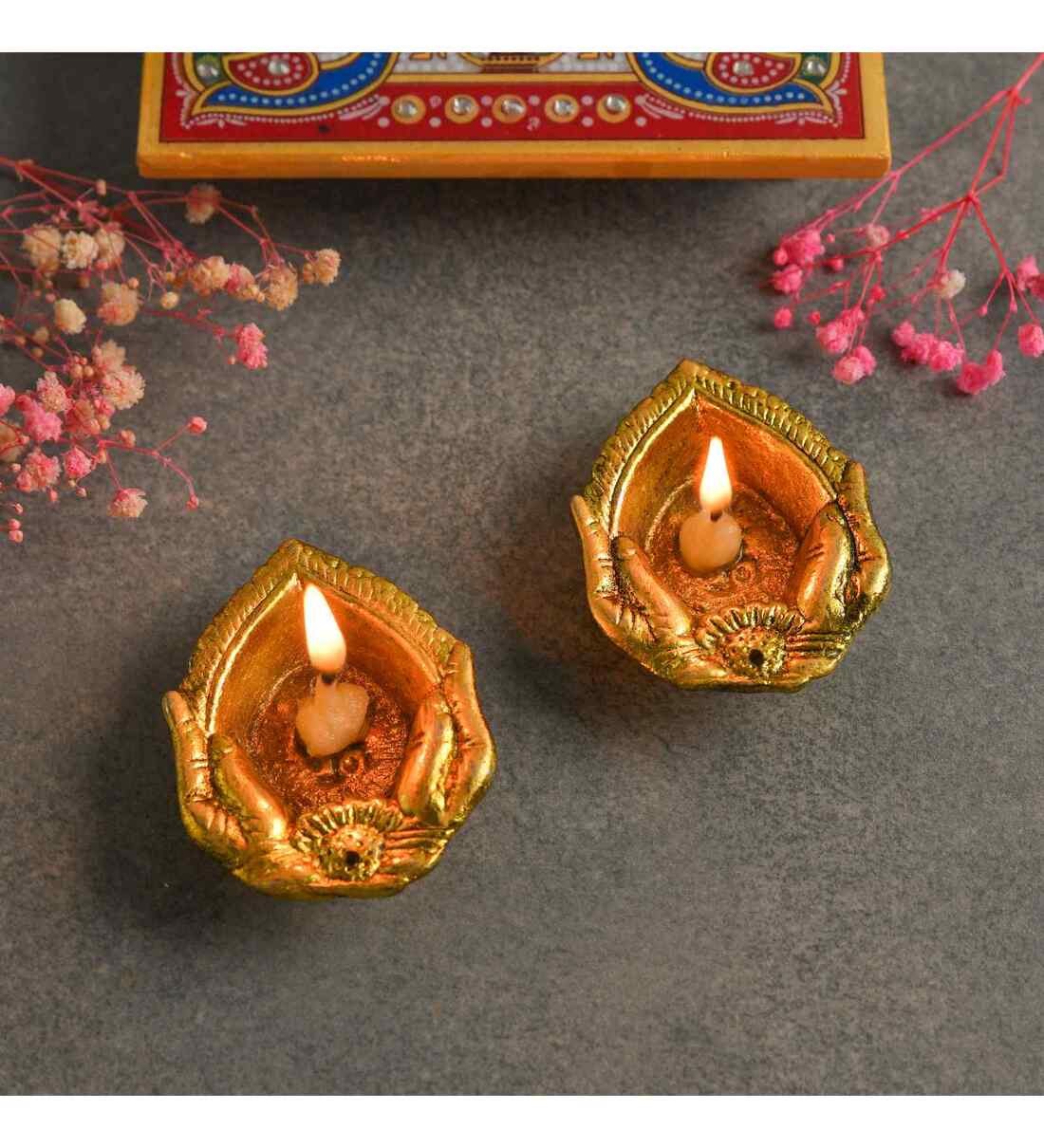 2 Pcs Metal Hath DiyasShare By Fashion Bizz