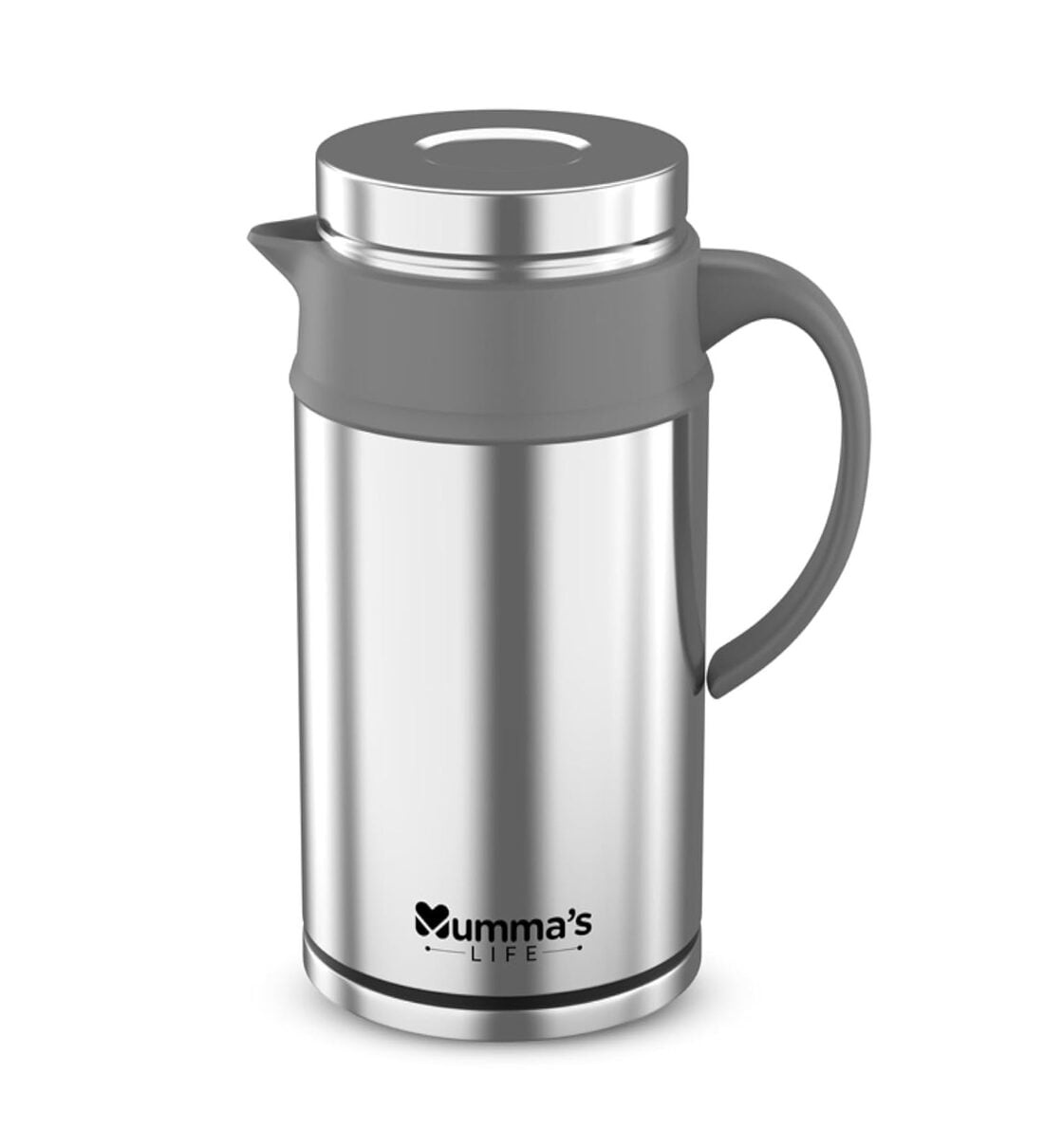 Insulated Steel Flask | Insulated Tea Pot Kettle Thermos Water Jug | Leak-Proof Lid | Thermoware | High Grade Stainess Steel | Fat Boo Grey (1200ML)Share By Mumma Life