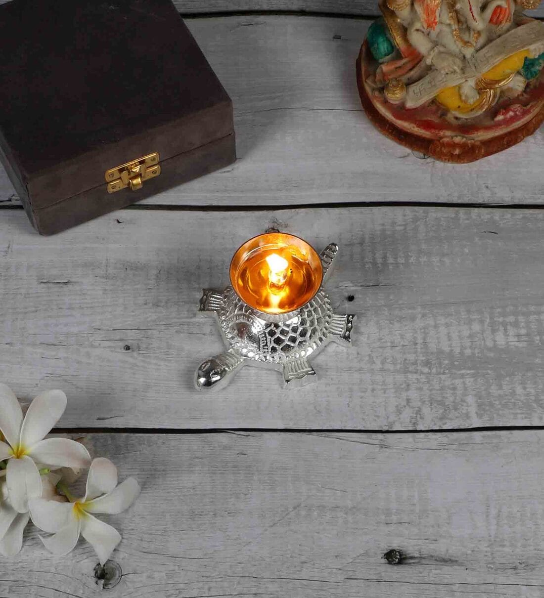 Silver Tortoise Akhand DiaShare By Amaya Decors