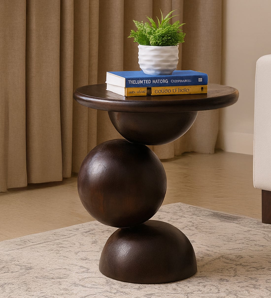 Bronte Solid Wood End Table In Sandblasted Dark Teak  FinishShare By Bohemiana from Pepperfry