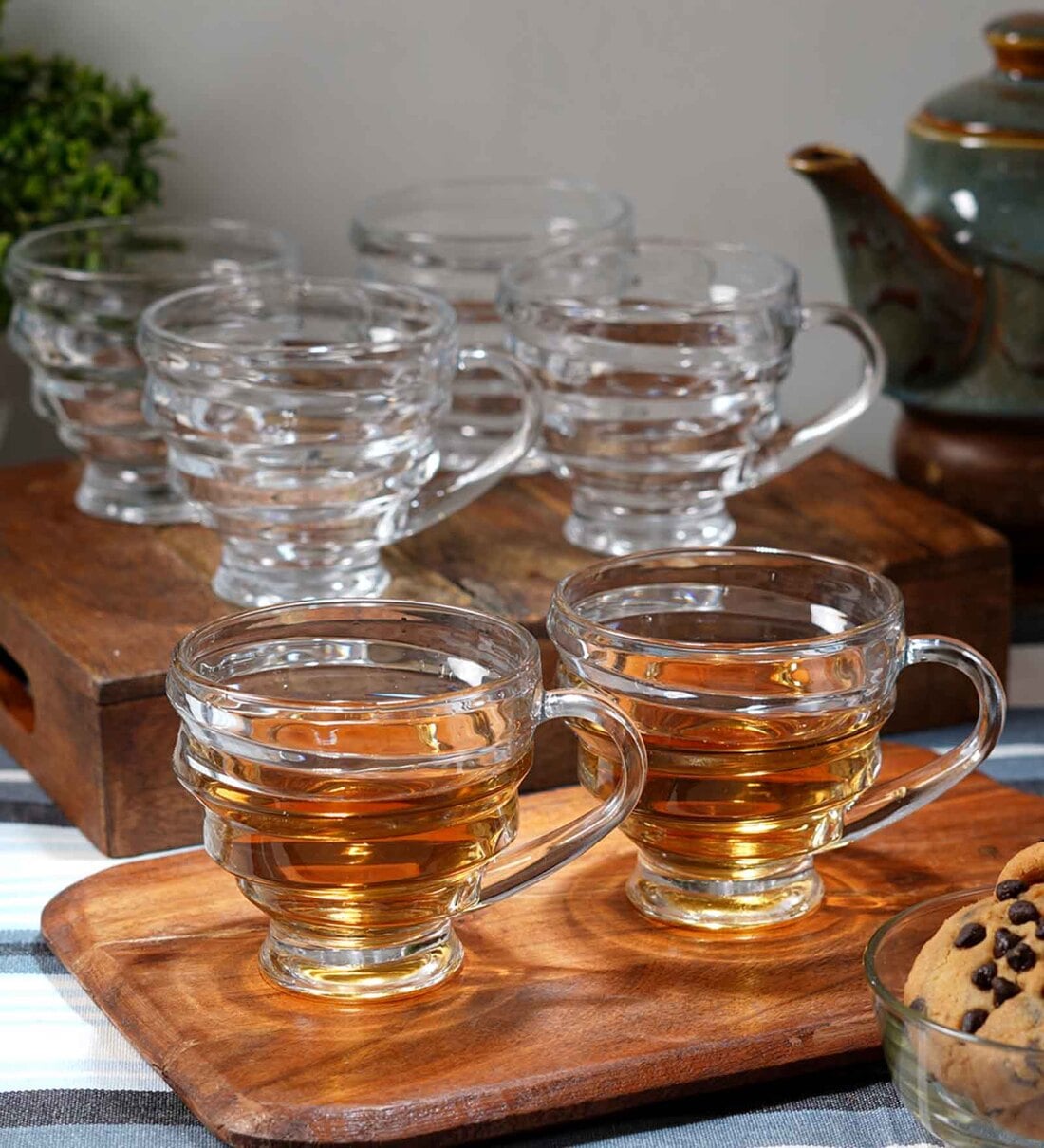 (Set of 6) 200 ml Transparent Glass Ringer Shaped Tea CupsShare By Ceradeco