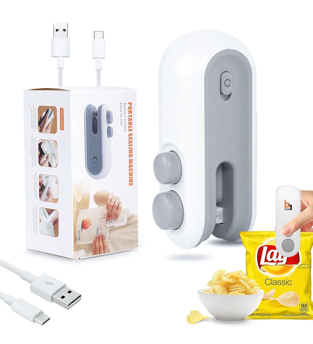 Portable Mini USB Rechargeable Handheld Bag Sealer Machine (1Pc) AssortedShare By Utility jet