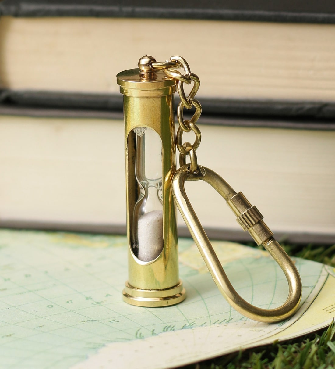 Gold Brass Tube Type Sand Timer Key ChainShare By Exim Decor