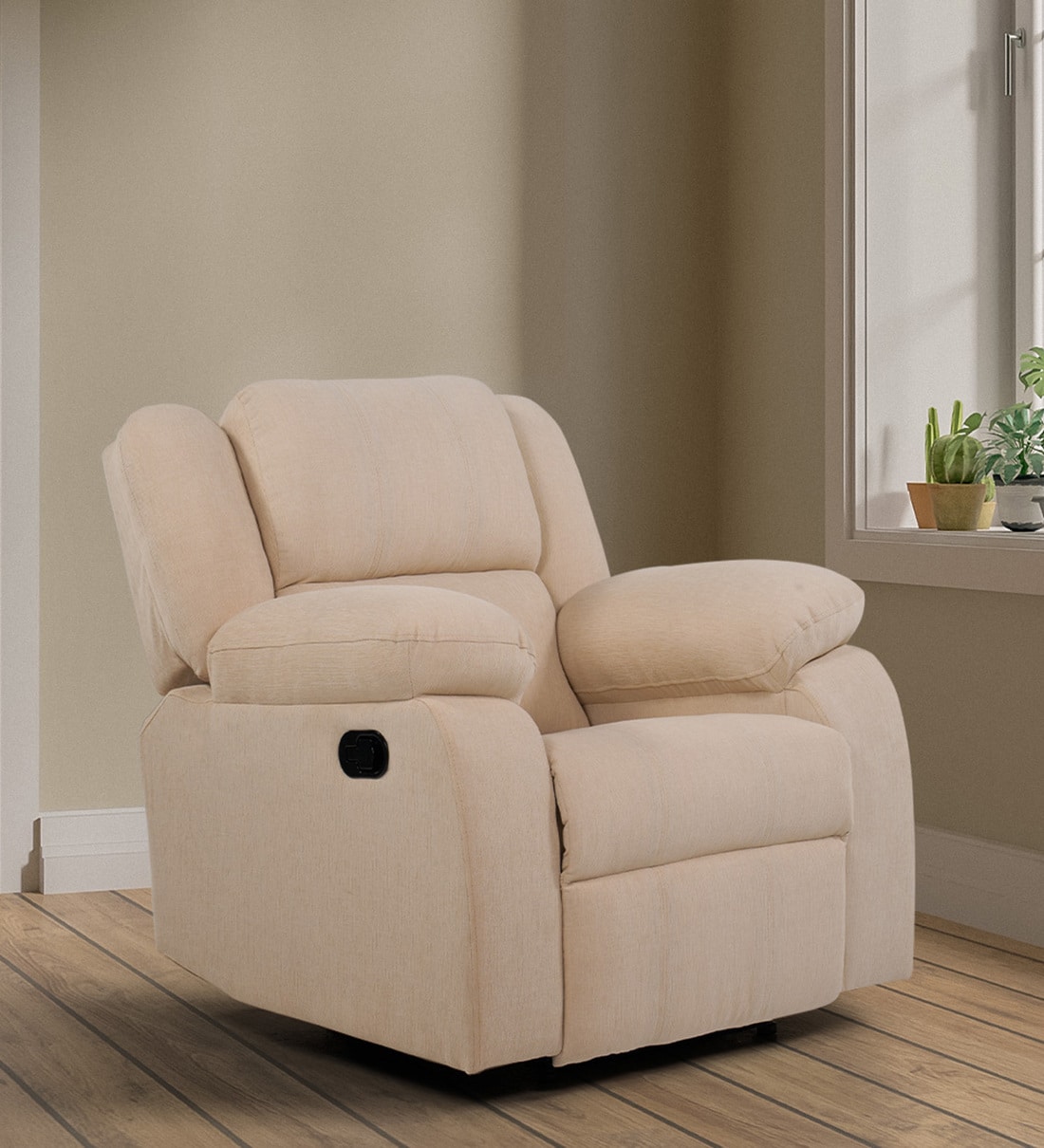 Yamamoto Fabric 1 Seater Manual Recliner In Beige ColourShare By Mintwud from Pepperfry