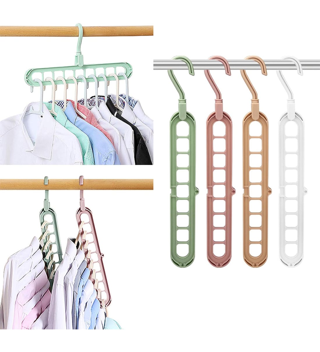 2 Pcs Multi Functional Clothes Hanger Holder (Assorted Colours)Share By Wens