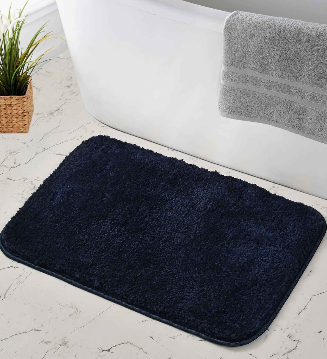 Blue Geometric Microfiber 16X24 Inches Anti Skid Door MatsShare By Maa Home Concept