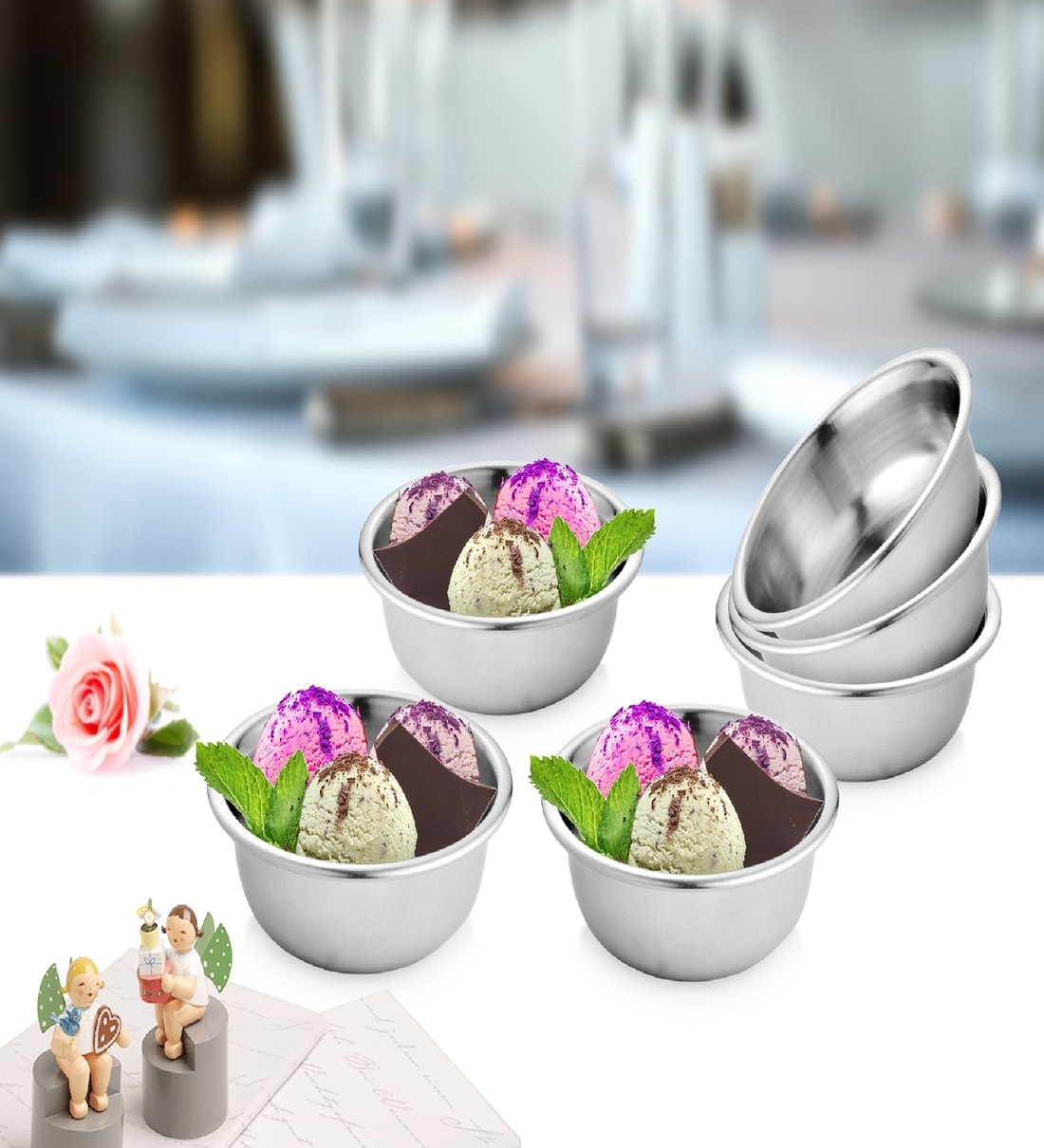 (Set of 4) 200 ml Stainless Steel Dessert BowlsShare By 5 Needs