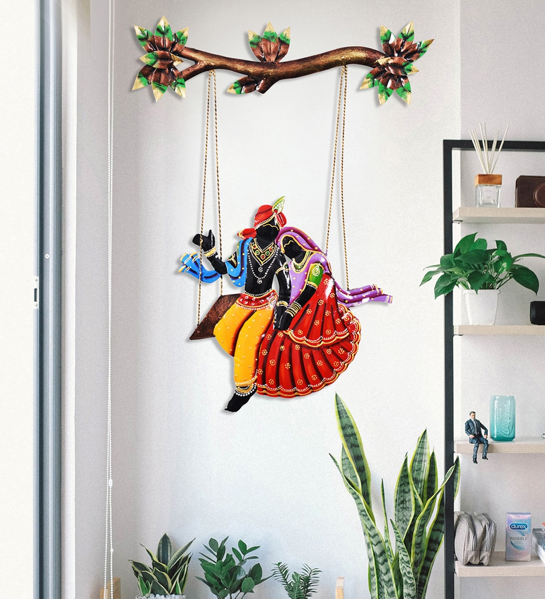 Metal Radha Krishna ji on Swing Wrought Wall HangingShare By Craftowl
