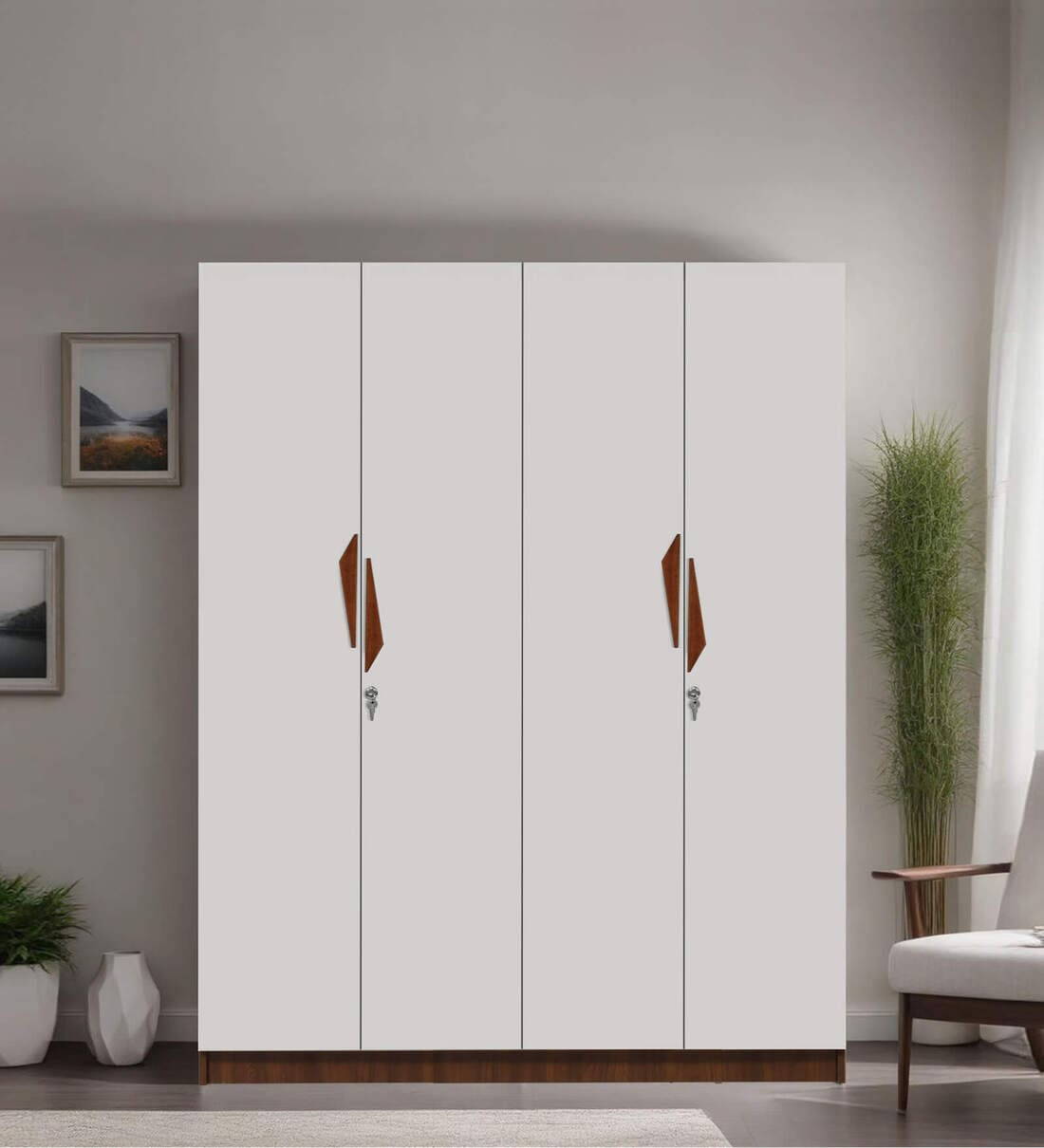Maya 4 Door Wardrobe In Teak & White FinishShare By Mintwud from Pepperfry