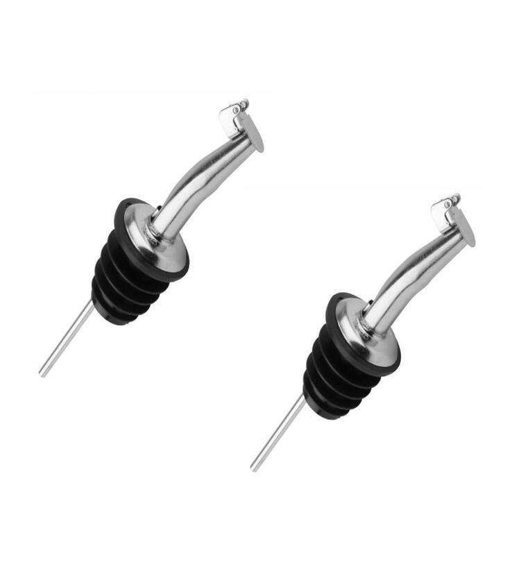 (Set of 2)- Stainless Steel Bottle Stopper/Pourer/Spouts Sealer Dispenser Liquor For Wine Syrup and Olive Oil With SS Flip Clip (Silver)Share By Dynore