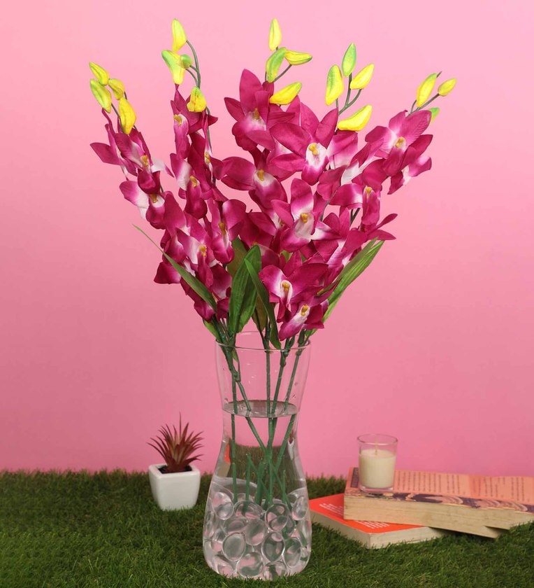 Purple Fabric Orchids Artificial FlowersShare By Casacraft from Pepperfry