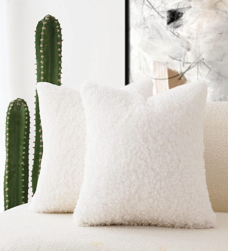 White Fur Solid 16x16 inches Cushion Covers (Pack of 2)Share By Ambbi Collections