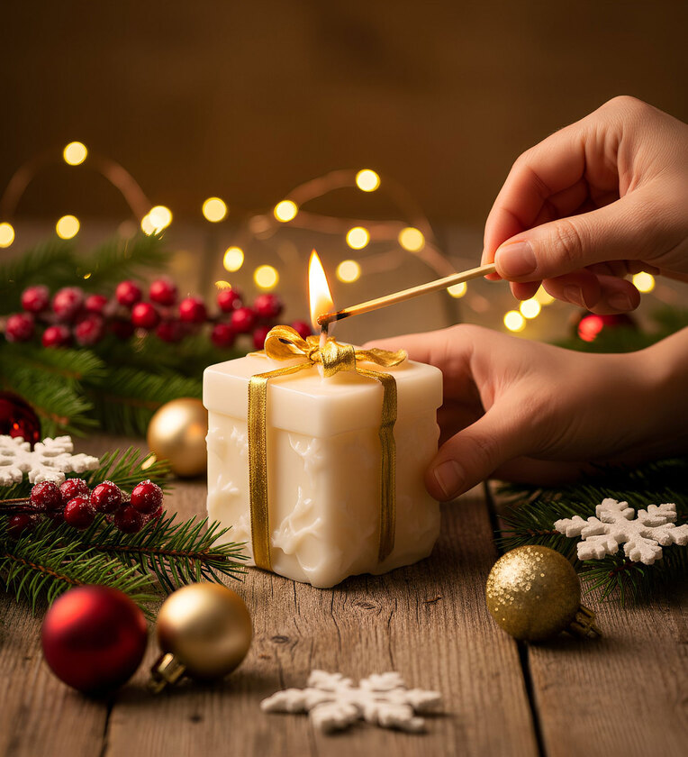 Christmas Candle Gift Design with Gift Box White CinnamonShare By VoiDrop