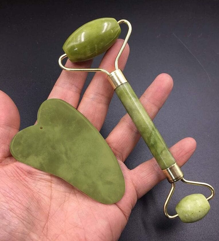 Roller Massager with Gua Sha Jade Stone SetShare By Regalo